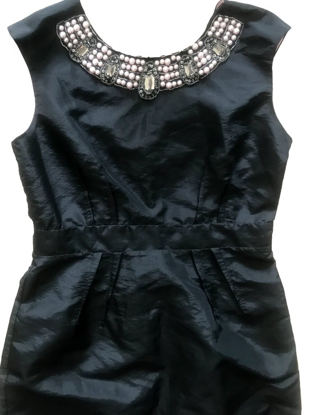 London Times Black Embellished Jeweled Neckline Cocktail Dress | Size 10